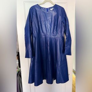 Royal Blue Faux Leather Swing Dress